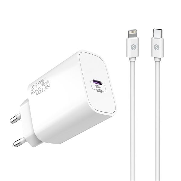 S-Link SL-EC62PD 20W QC4.0 Type-C to Lightning 1m Hálózati töltő Fehér S-Link SL-EC62PD 20W QC4.0 Type-C to Lightning 1m Hálózati töltő Fehér