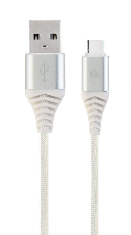 Gembird USB 2.0 A -> USB-C M/M adatkábel 1m ezüst-fehér szövet borítás (CC-USB2B-AMCM-1M-BW2) Gembird USB 2.0 A -> USB-C M/M adatkábel 1m ezüst-fehér szövet borítás (CC-USB2B-AMCM-1M-BW2)