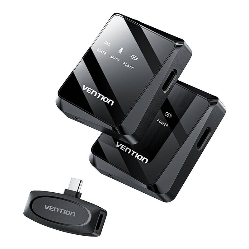 Vention NCBB0 USB-C Wireless mikrofonx2 Fekete