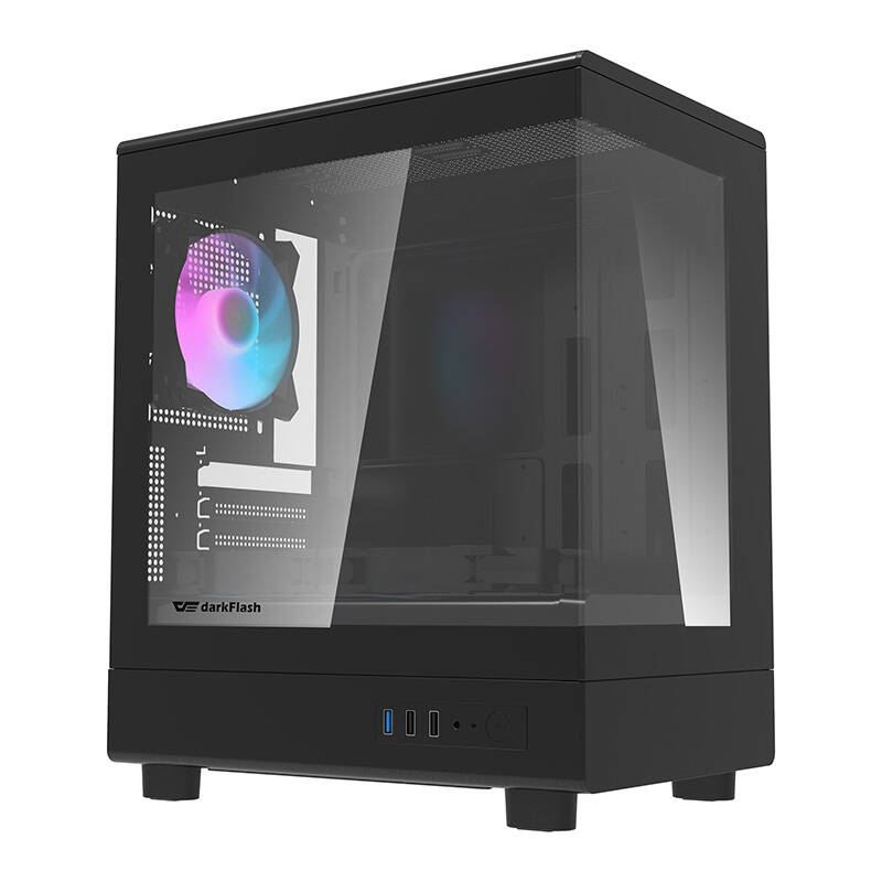DarkFlash DB330M táp nélküli ablakos ház fekete + 3db ARGB ventilátor