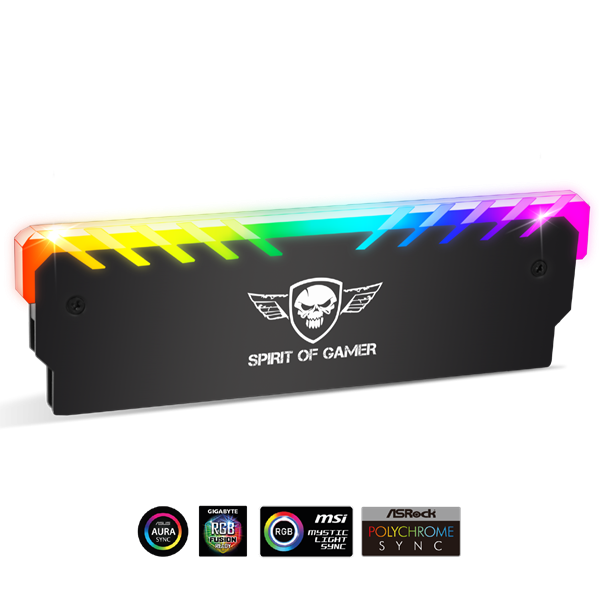 Spirit of Gamer SOG-MEM-RGB HEATSINK RGB MEMORY DDR3/DDR4 RGB aluminium fekete  Memória Hűtő