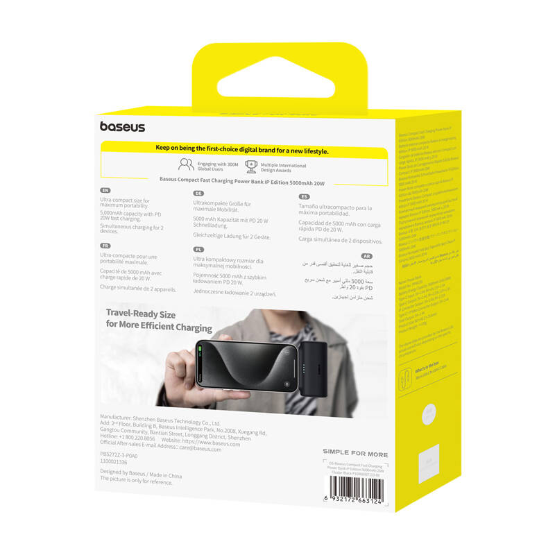 Baseus Compact 5000mAh 20W powerbank Fekete 