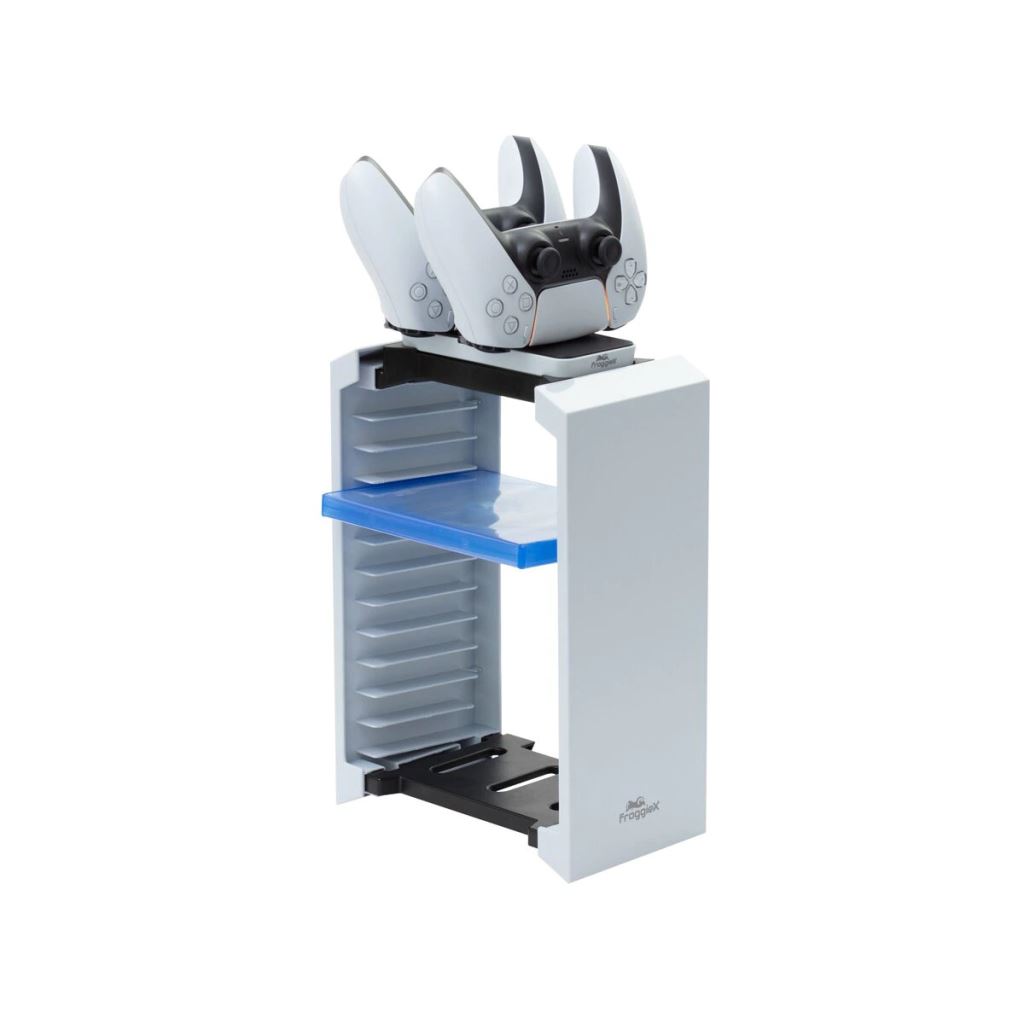 FroggieX Charge & Store PS5 játék tartó és dupla töltő állvány fehér (FX-P5-C2-W)