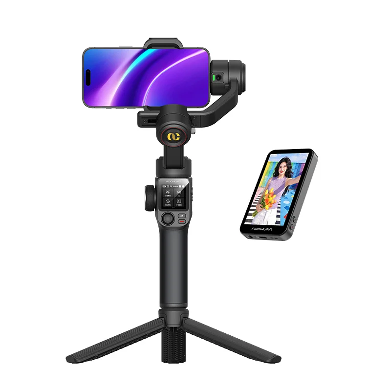 AOCHUAN S3 stabilizátor kiegészítő kijelzővel (fekete)