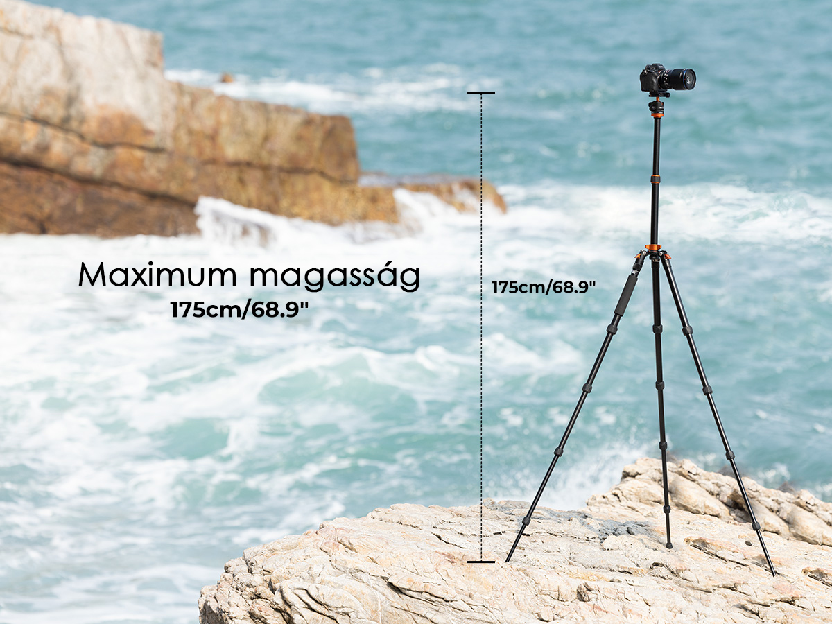 K&F Concept K255A4+BH-28L állvány + monopod, fekete-narancssárga V2
