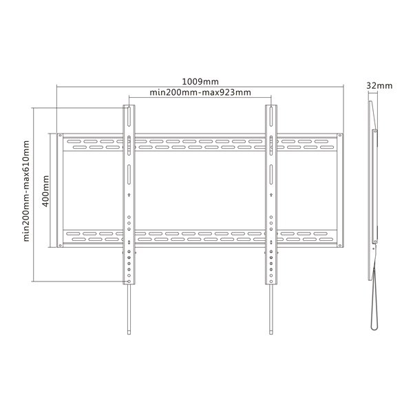 MULTIBRACKETS Fali konzol, M Universal Wallmount HD 100kg 900x600