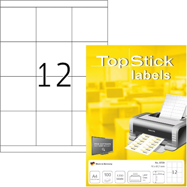 Topstick 70x67,7mm szegéllyel 100 ív 1200 db-os etikett Topstick 70x67,7mm szegéllyel 100 ív 1200 db-os etikett