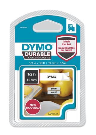 DYMO "D1" feliratozógép szalag 12 mm x 5.5 m fehér-fekete (GD1978364) DYMO "D1" feliratozógép szalag 12 mm x 5.5 m fehér-fekete (GD1978364)