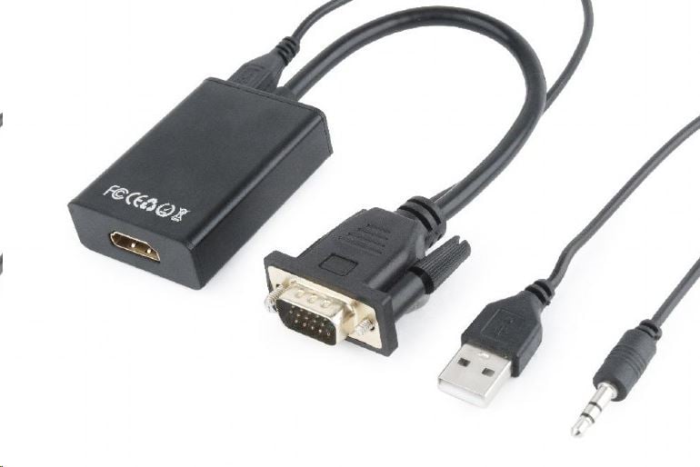 Gembird Cablexpert VGA male -> HDMI female adapter, fekete (A-VGA-HDMI-01) Gembird Cablexpert VGA male -> HDMI female adapter, fekete (A-VGA-HDMI-01)