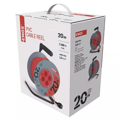 Emos P09220 KÁBELDOB 20 M / 4 ALJZAT / PIROS / PVC / 230 V / 1 MM2