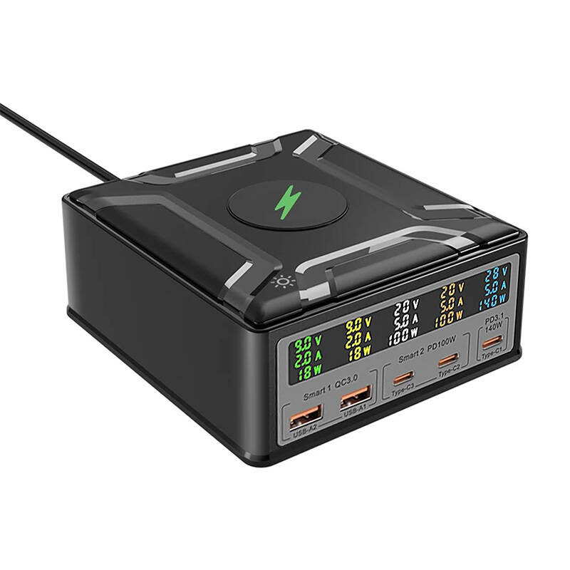 BlitzWolf BW-S28 asztali töltő  2xUSB-A  3xUSB-C Fekete