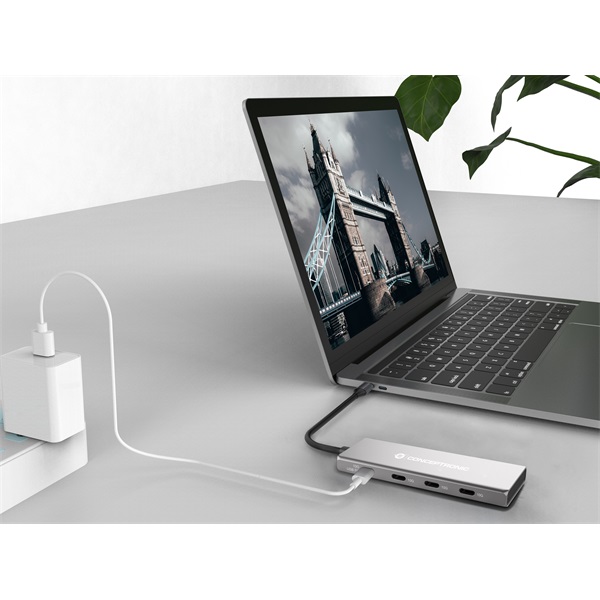 Conceptronic HUBBIES15G 4 Port USB-C to 4x USB-C USB Hub Szürke Conceptronic HUBBIES15G 4 Port USB-C to 4x USB-C USB Hub Szürke
