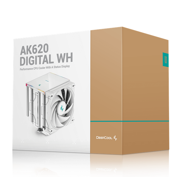 DeepCool  AK620 DIGITAL SE WH  28 dB  max  117,21 m3/h 4pin csatlakozó  6 db heatpipe  2x12cm  PWM RGB CPU Cooler