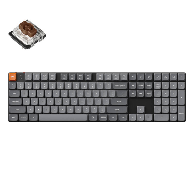 Keychron K5 Max LED vezeték nélküli mechanikus billentyűzet, alacsony profil, barna kapcsoló (fekete) [K5M-A3].