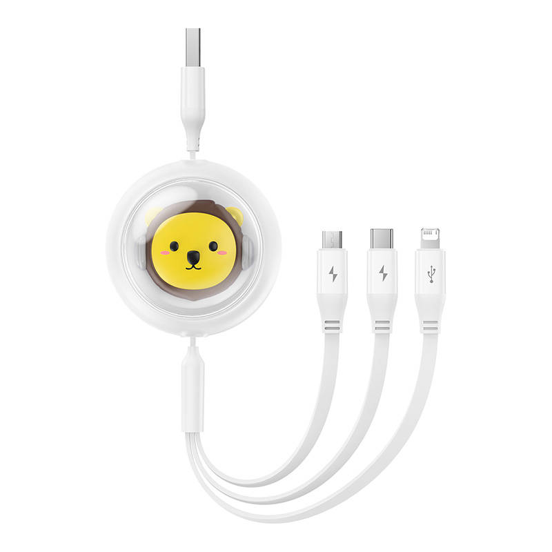 Charging Cable 3w1 Baseus USB to USB-C, USB-M, Lightning 3,5A, 1,1m (White) Charging Cable 3w1 Baseus USB to USB-C, USB-M, Lightning 3,5A, 1,1m (White)