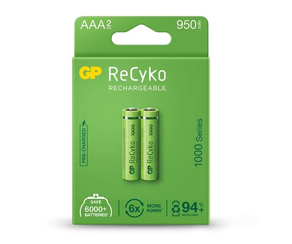 GP ReCyko 1000 Series AAA (HR03) 950mAh akku (2db/csomag) (B2111)