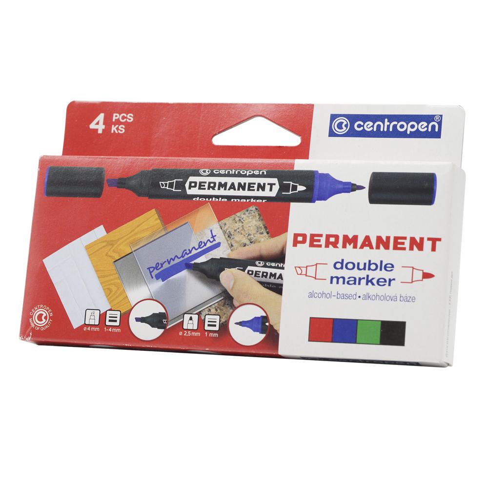Centropen Alkoholos marker készlet, 1mm,/1-4mm, kéthegyű  1666, 4 különböző szín (616660401)
