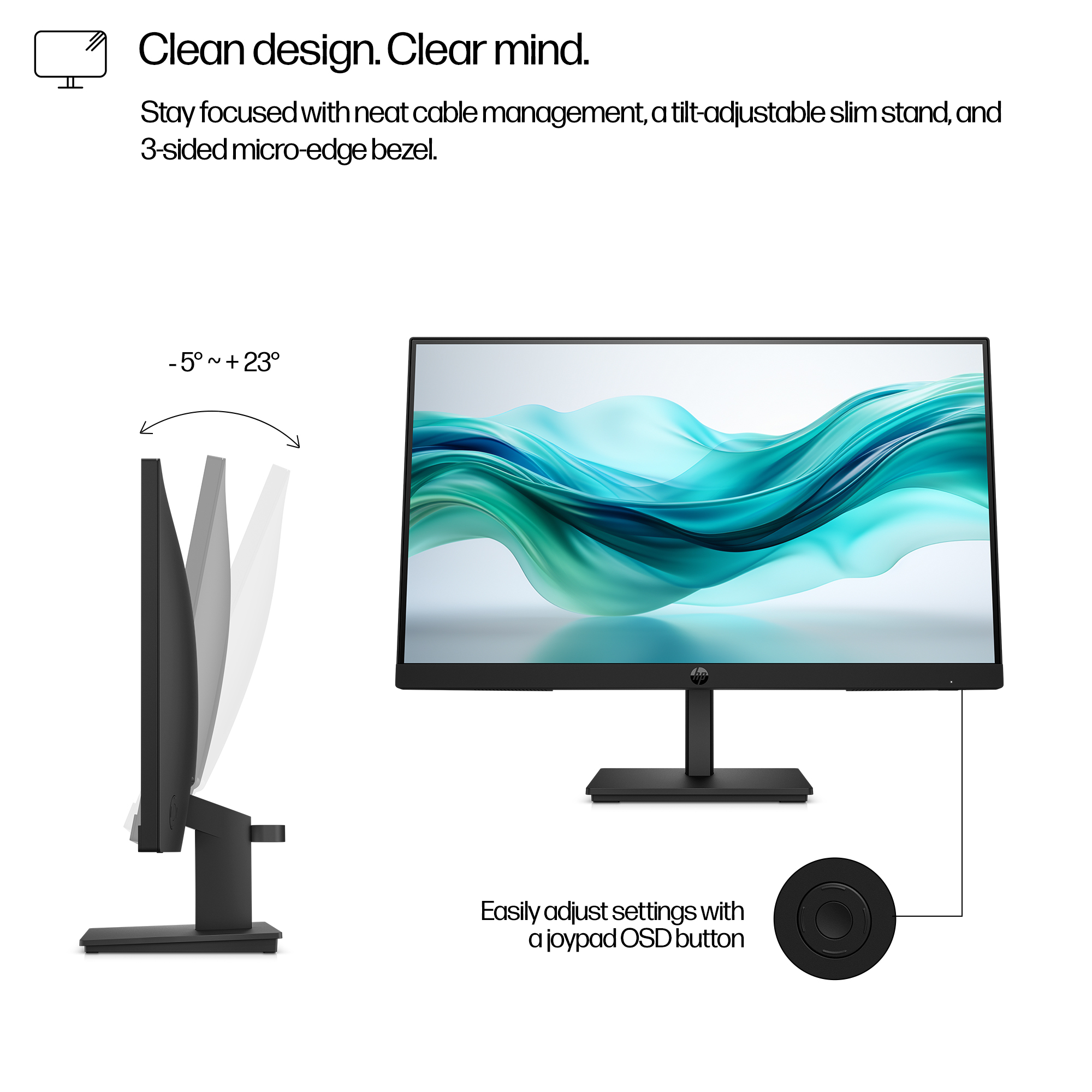 HP 21.5" Series 3 Pro 322pf Monitor - 1920x1080, IPS, 100Hz, Fekete