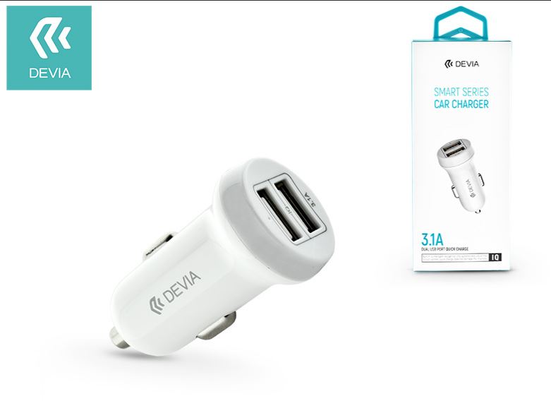 Devia Dual USB szivargyújtós töltő adapter 5V/3,1A fehér (ST330810)