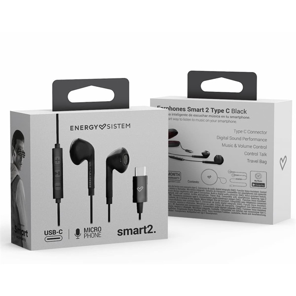 Energy Sistem EN 448982 Earphones Smart 2 Type C fekete fülhallgató