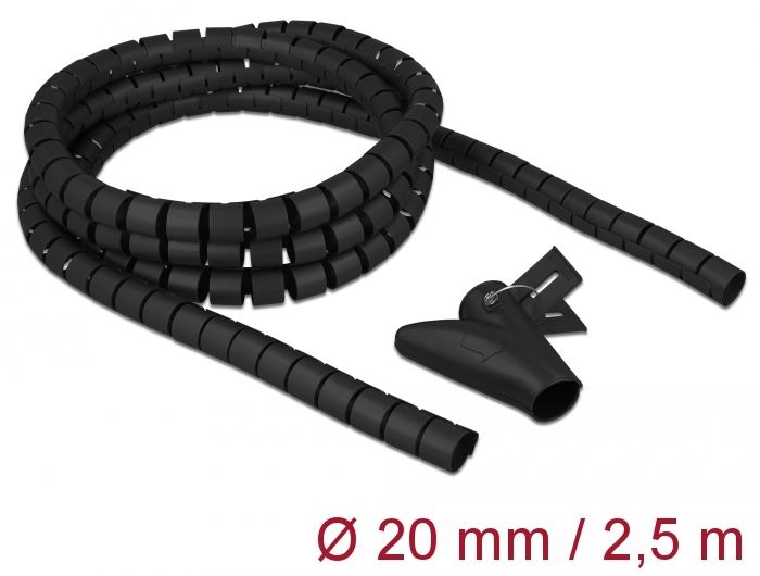 Delock spirális kábelburkolat, behúzó eszközzel 2,5m x 20mm fekete (18836)