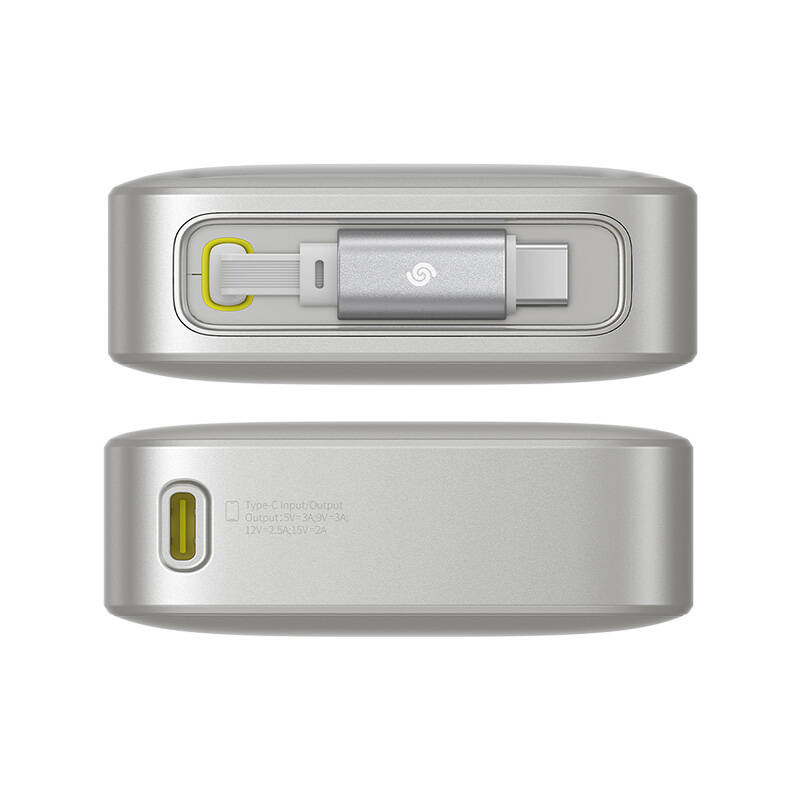 Baseus Free2Pull powerbank kábellel 10000mAh 30W Szürke 