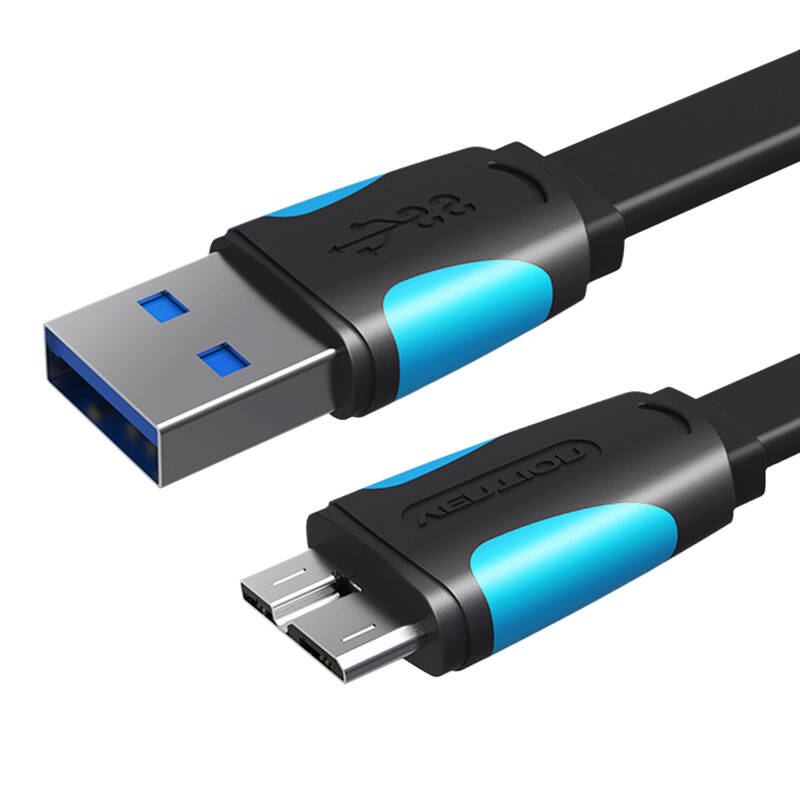 Flat USB 3.0 A to Micro-B cable Vention VAS-A12-B025 0.25m Black Flat USB 3.0 A to Micro-B cable Vention VAS-A12-B025 0.25m Black