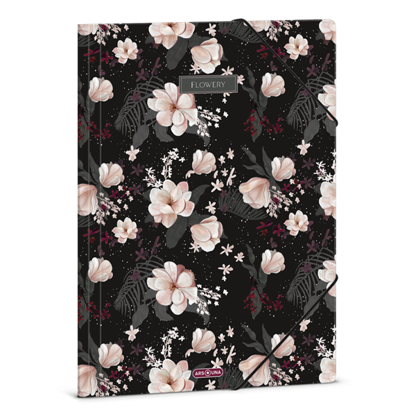 Ars Una Flowery Black 24 (5374) A4 gumis mappa Ars Una Flowery Black 24 (5374) A4 gumis mappa