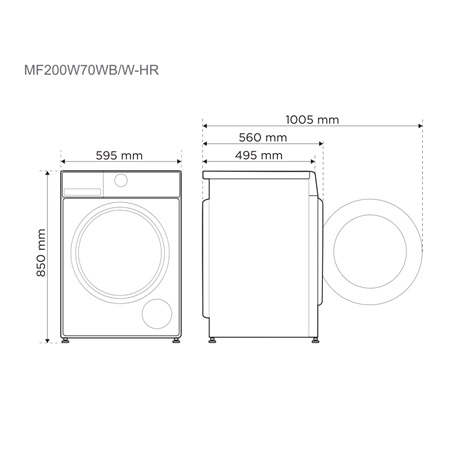 Midea Lunar MF200W70WB/W-HR elöltöltős mosógép fehér