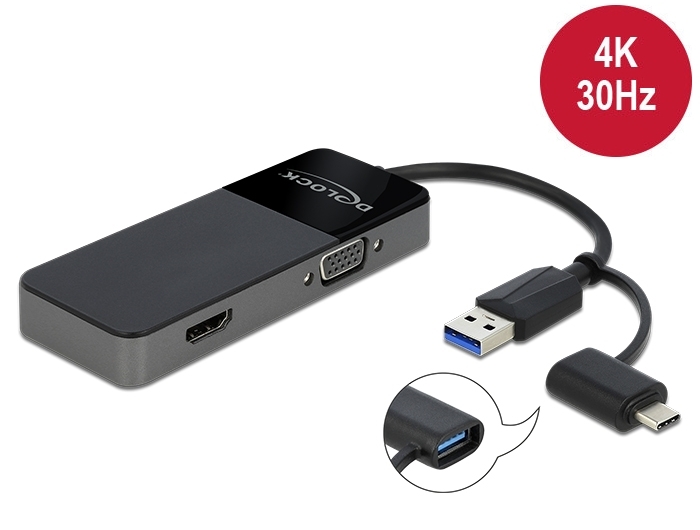 Delock Adapter USB 3.0 a 4K HDMI + VGA (64085)