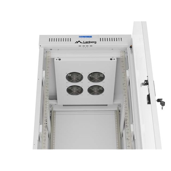 Lanberg 19" szabadon álló rack szekrény 32U 600X800 üvegajtó lapraszerelt LCD kijelző Szürke V2