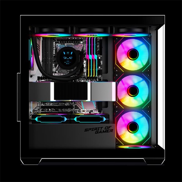 Spirit of Gamer SPARK Black Fekete  ablakos 6x12cm ventilátor alsó táp Számítógépház 