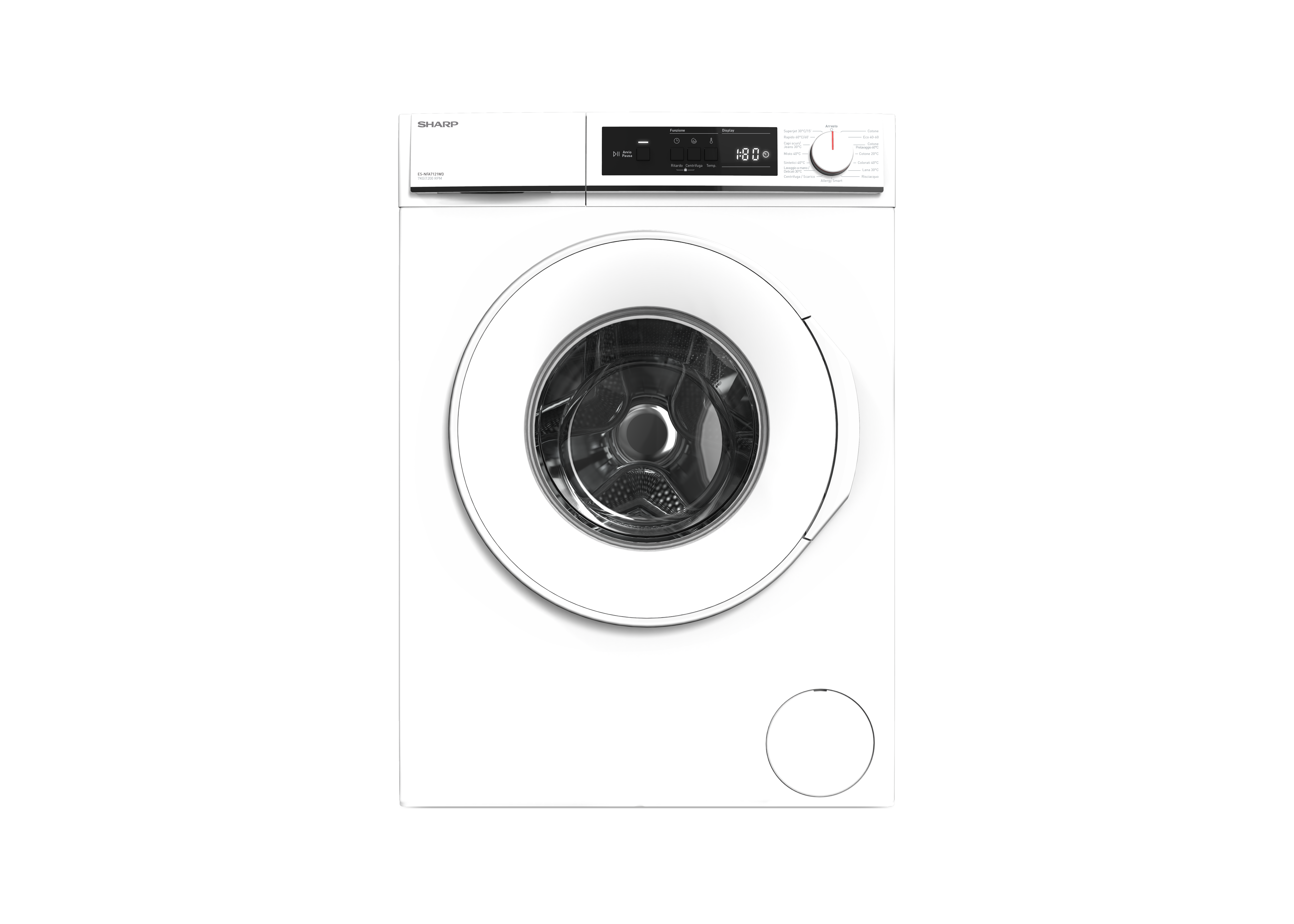 Sharp ES-NFA7121WD-EE Elöltöltős mosógép – 7 kg, 1200 ford./perc, D Energiaosztály 