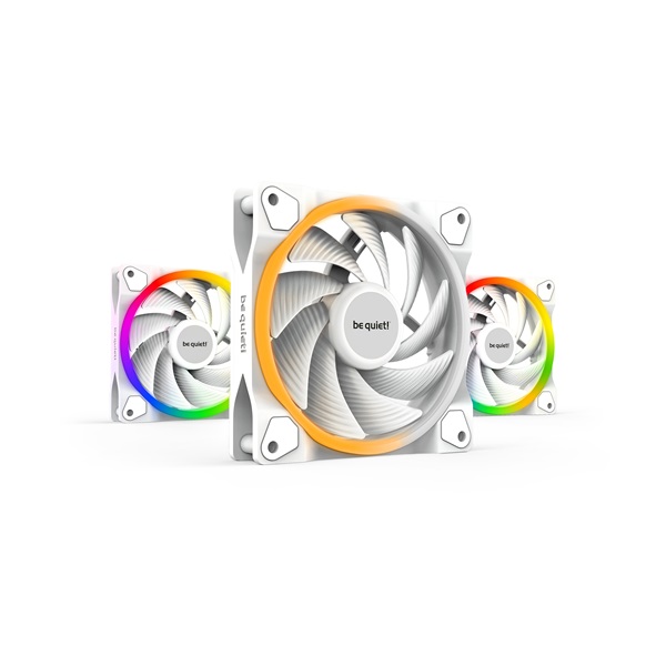 Be Quiet! Cooler 12cm LIGHT WINGS WHITE 120mm PWM high-speed Triple-Pack RGB  2500rpm Fehér 
