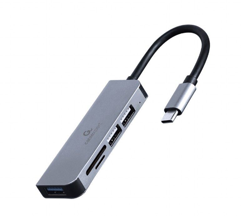 Gembird UHB-CM-CRU3P1U2P2-01 USB-C 3.1 HUB 3 portos + USB 2.0 kártyaolvasó ezüst Gembird UHB-CM-CRU3P1U2P2-01 USB-C 3.1 HUB 3 portos + USB 2.0 kártyaolvasó ezüst
