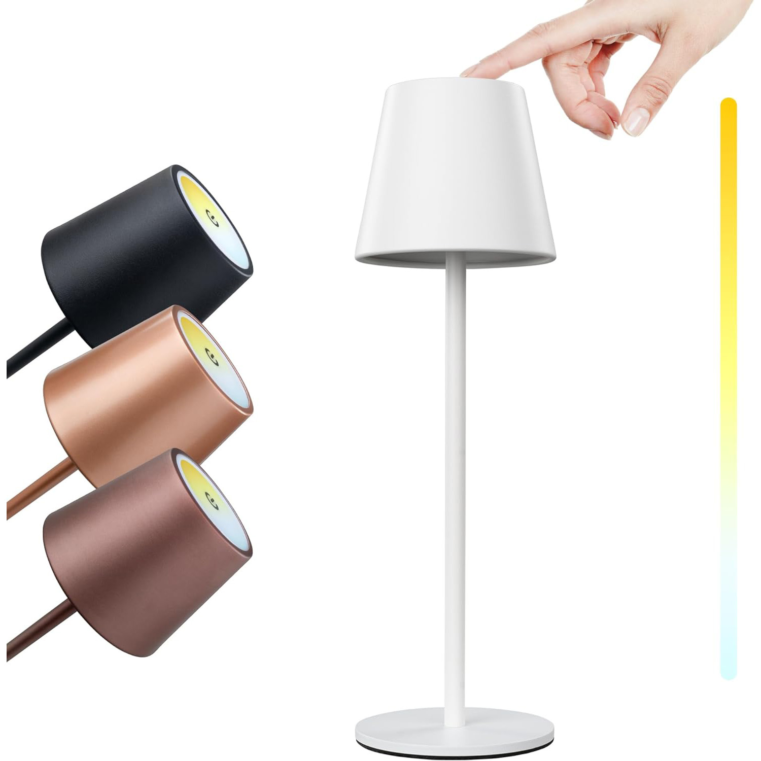 Dörr Manta akkumulátoros asztali LED lámpa, fényerő és színhőmérséklet szabályozás, 36cm, fehér