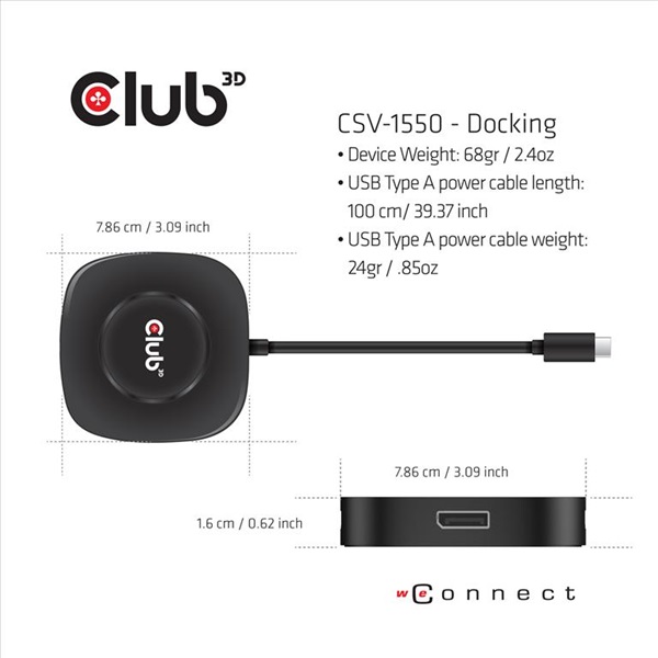 Club 3D   CSV-1550  3.2 USB-C Gen 1 to 3x Displayport  Alternate Mode  4K60Hz  HDR  MST Hub