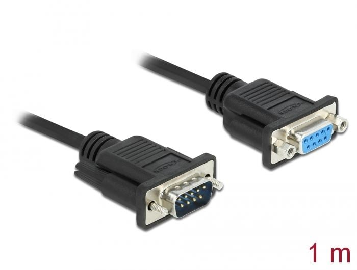 Delock Sub-D9-es RS-232 soros kábel apa-anya 1m (86615) Delock Sub-D9-es RS-232 soros kábel apa-anya 1m (86615)