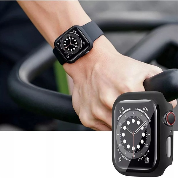 Haffner Defense 360 Apple Watch 7 (45mm) védőtok beépített edzett üveggel fekete, ECO csomagolás (FN0282)