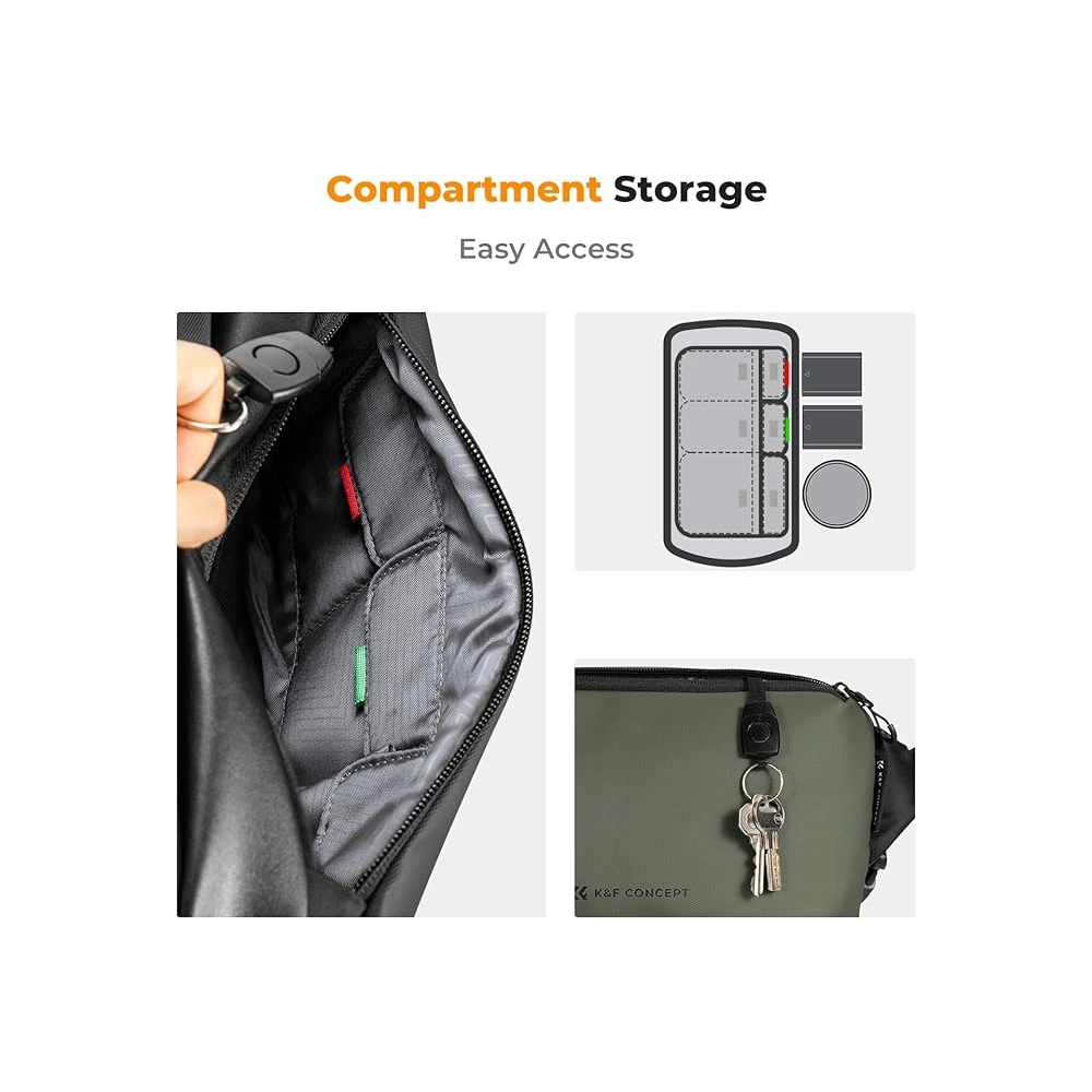 K&F Concept Alpha Sling 10L  fotós oldaltáska Sötétzöld