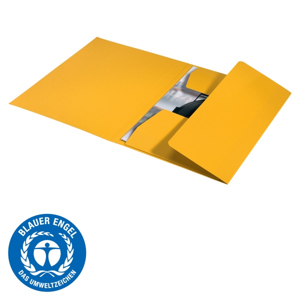 Pólyás dosszié, karton, A4, LEITZ "Recycle", sárga