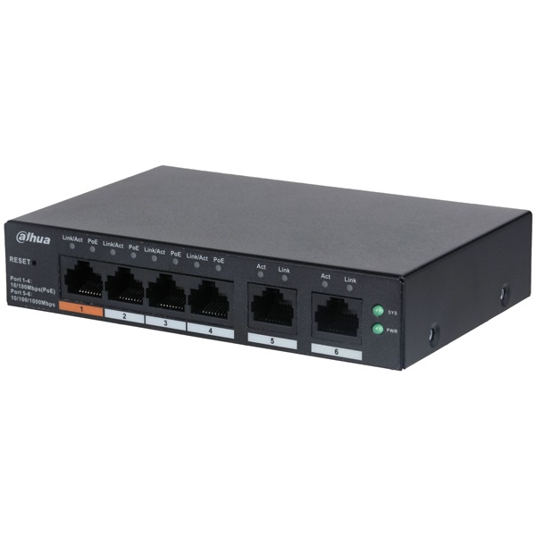 Dahua CS4006-4ET-60 Cloud Menedzsment  4x100Mbps PoE  + 2x 100Mbps uplink  65W  PoE switch