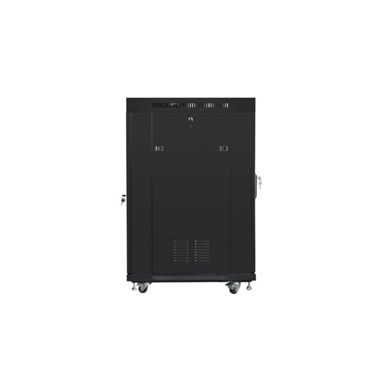 Lanberg 19" szabadon álló rack szekrény 22U/600X800 üvegajtó, lapraszerelt, LCD kijelző, fekete V2