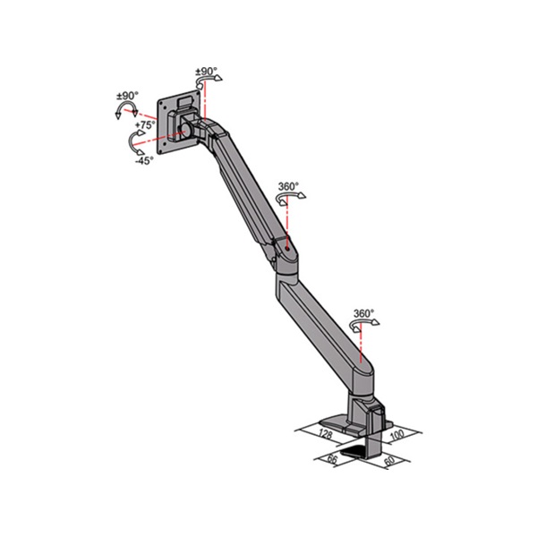 MULTIBRACKETS Rögzítőkészlet (csuklós kar, asztali rögzítés), M VESA Gas Lift Arm Single White HD (15" - 32")
