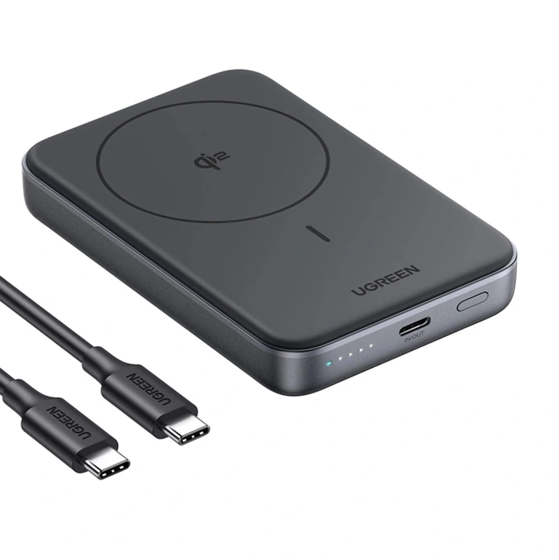  Ugreen PB761 10000mAh  Qi2 30W   Power Bank Magsafe + USB-C Cable Fekete