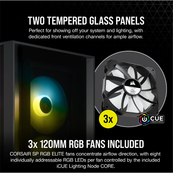CORSAIR iCUE 4000X RGB számítógépház Fekete