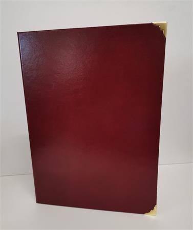 Oklevéltartó A4 exkluzív műbőr 4 fém sarokkal Bordó