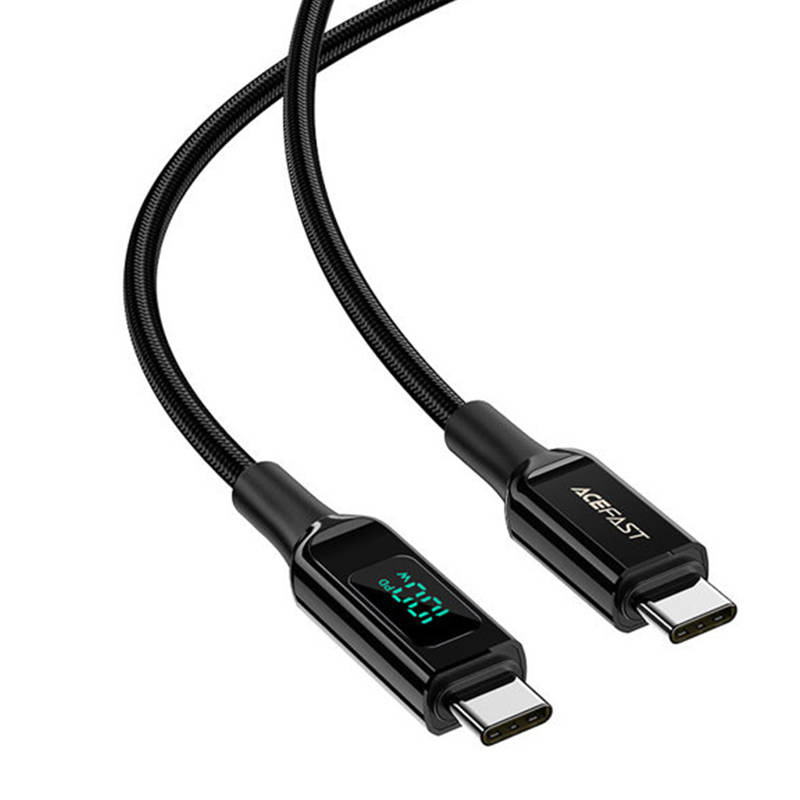 Cable USB-C to USB-C Acefast C6-03 with display, 100W, 2m (black) Cable USB-C to USB-C Acefast C6-03 with display, 100W, 2m (black)