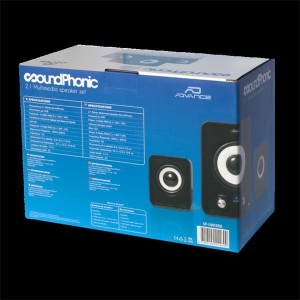 Advance SOUNDPHONICS 6W RMS  2.1, 3,5 mm Jack fekete Hangszóró 