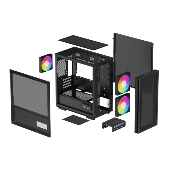 DeepCool    CH360 DIGITAL fekete  Mini-ITX / Micro-ATX  A-RGB Számítógépház fekete 